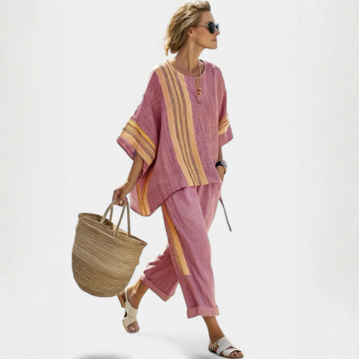 Stylowy Komplet Damski Oversize z Luźną Bluzką i Spodniami