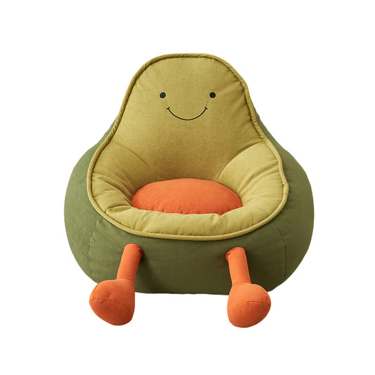 Puf dziecięcy z oparciem i haftowanym uśmiechem