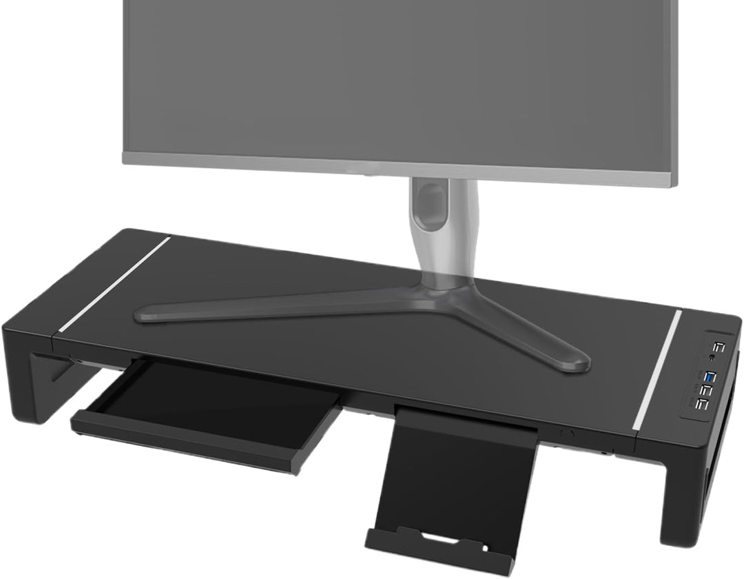 Regulowana podstawka pod monitor z szufladą Elevation – Stravon