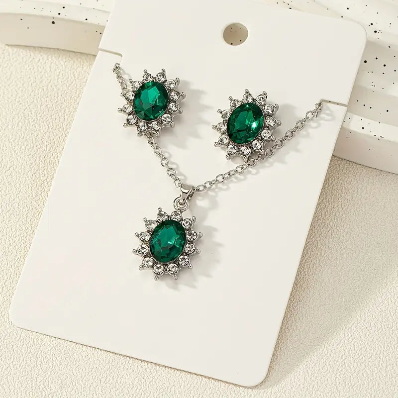 Elegancki zestaw biżuterii z białego złota z delikatnymi detalami