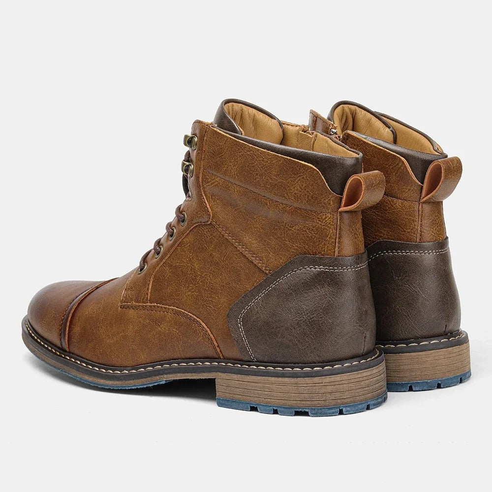 Skórzane męskie botki w stylu vintage - Orion