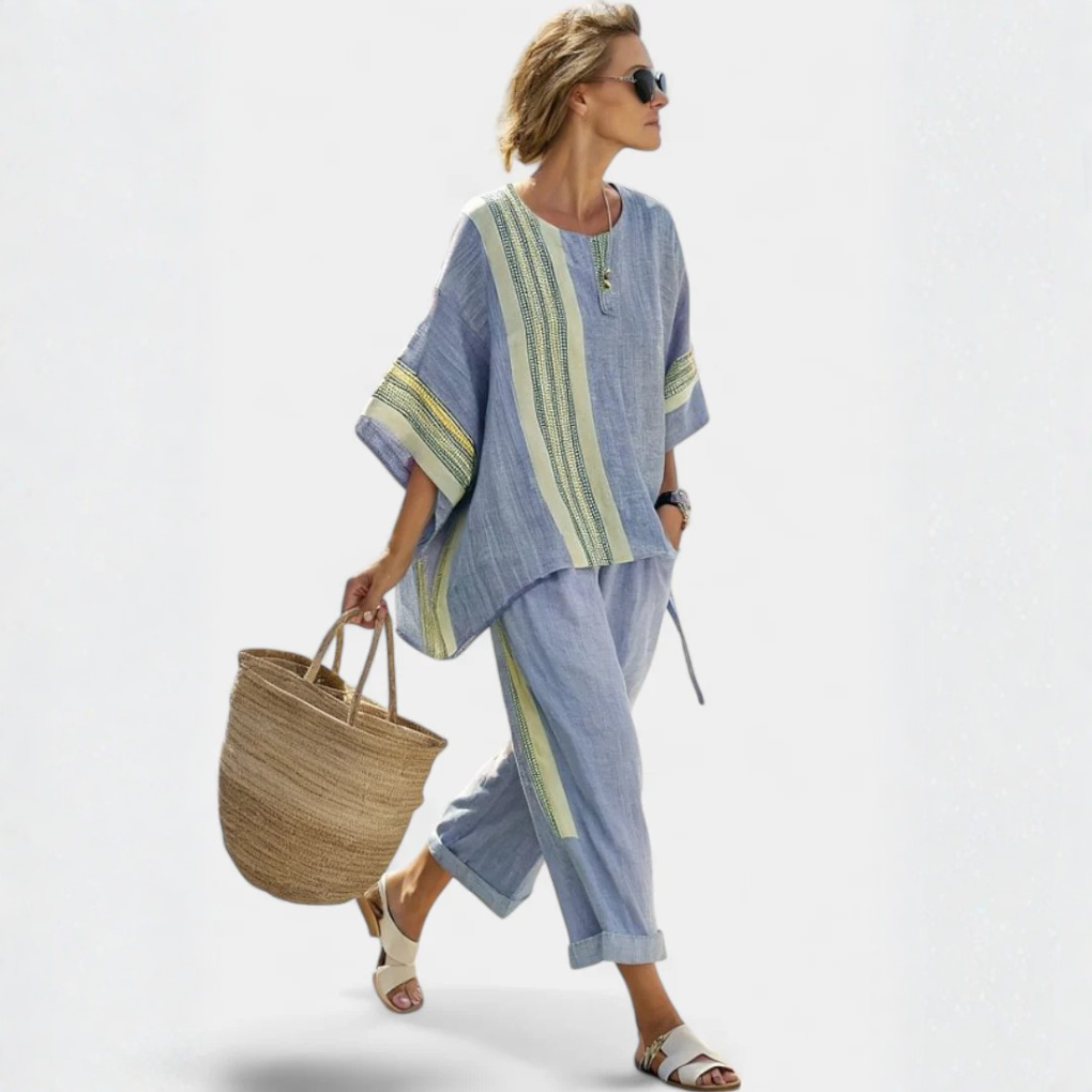 Stylowy Komplet Damski Oversize z Luźną Bluzką i Spodniami