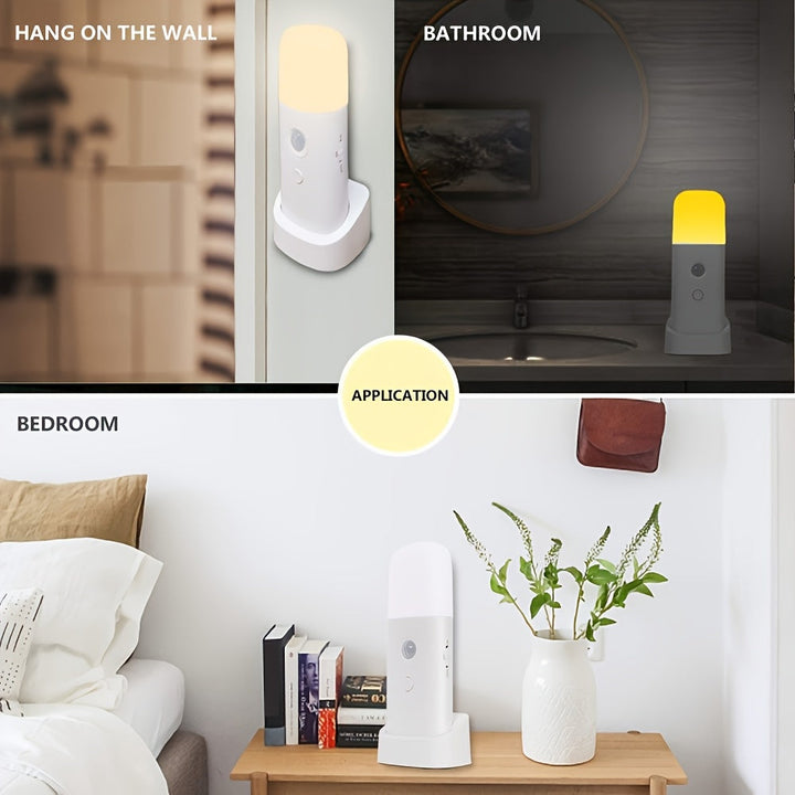 Lampka nocna LED z czujnikiem ruchu – ładowana przez USB, z regulowaną jasnością, do sypialni i korytarzy