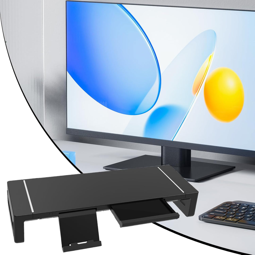 Regulowana podstawka pod monitor z szufladą Elevation – Stravon