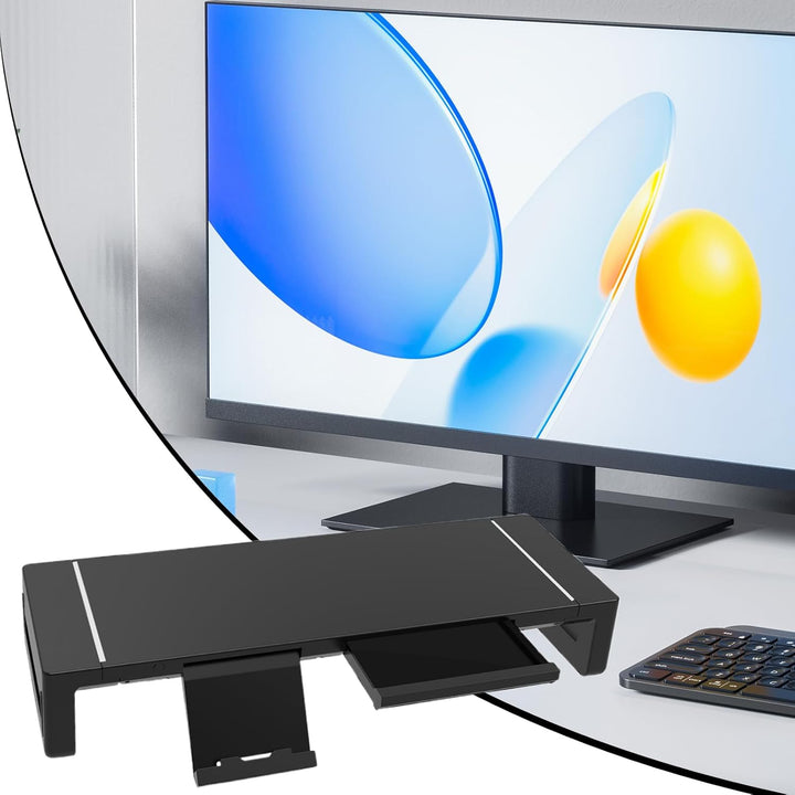 Regulowana podstawka pod monitor z szufladą Elevation – Stravon