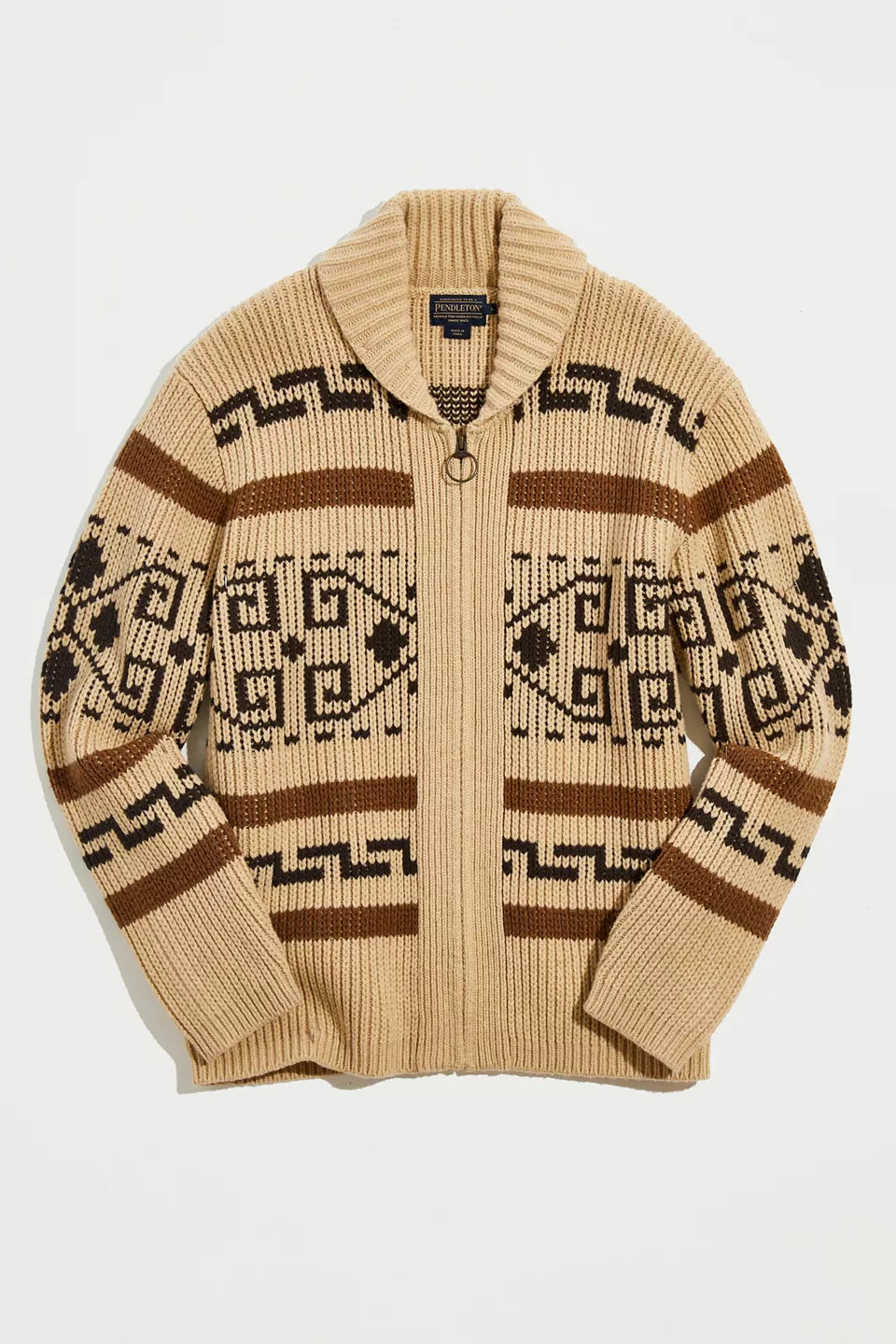 Vintage'owy kardigan męski z dzianiny w wzór żakardowy z zamkiem - Ponadczasowy styl spotyka nowoczesny komfort