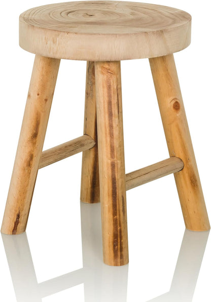 Taboret drewniany o trójnożnej podstawie