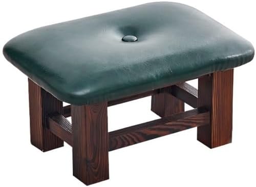 Taboret z drewnianą podstawą i guzikiem na siedzisku