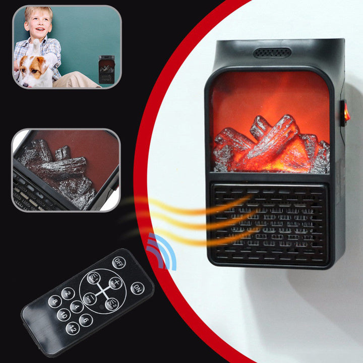 Mini grzejnik z efektem płomienia, 500 W i 3 poziomy
