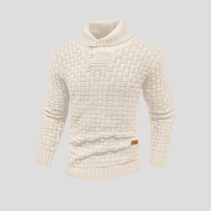 Męski sweter zapinany na guziki ze stójką