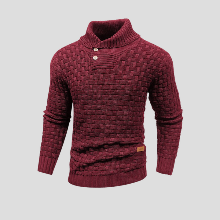 Męski sweter zapinany na guziki ze stójką