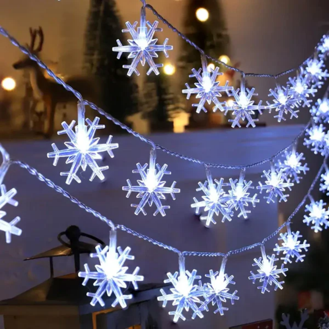 Lampki choinkowe LED w kształcie płatków śniegu