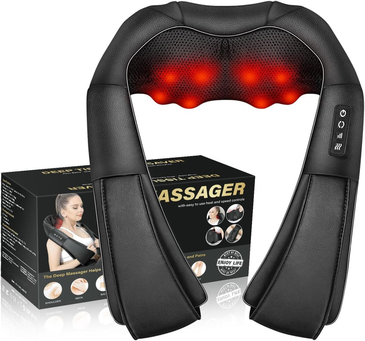 Masażer karku shiatsu z ciepłem i 4 głowicami ugniatającymi