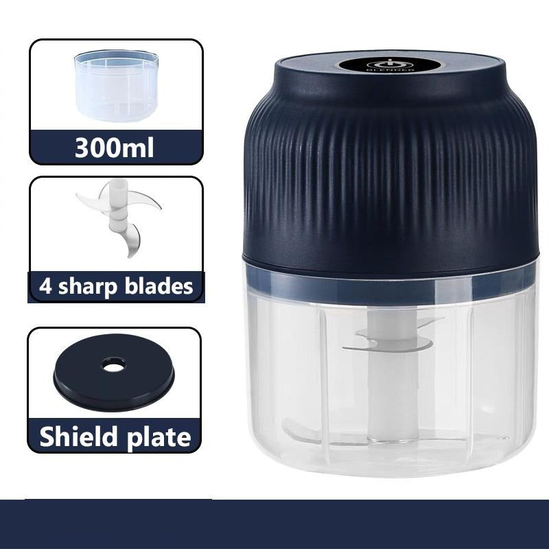 Mini rozdrabniacz ładowany przez USB z 4 ostrzami ze stali nierdzewnej, miska 300 ml