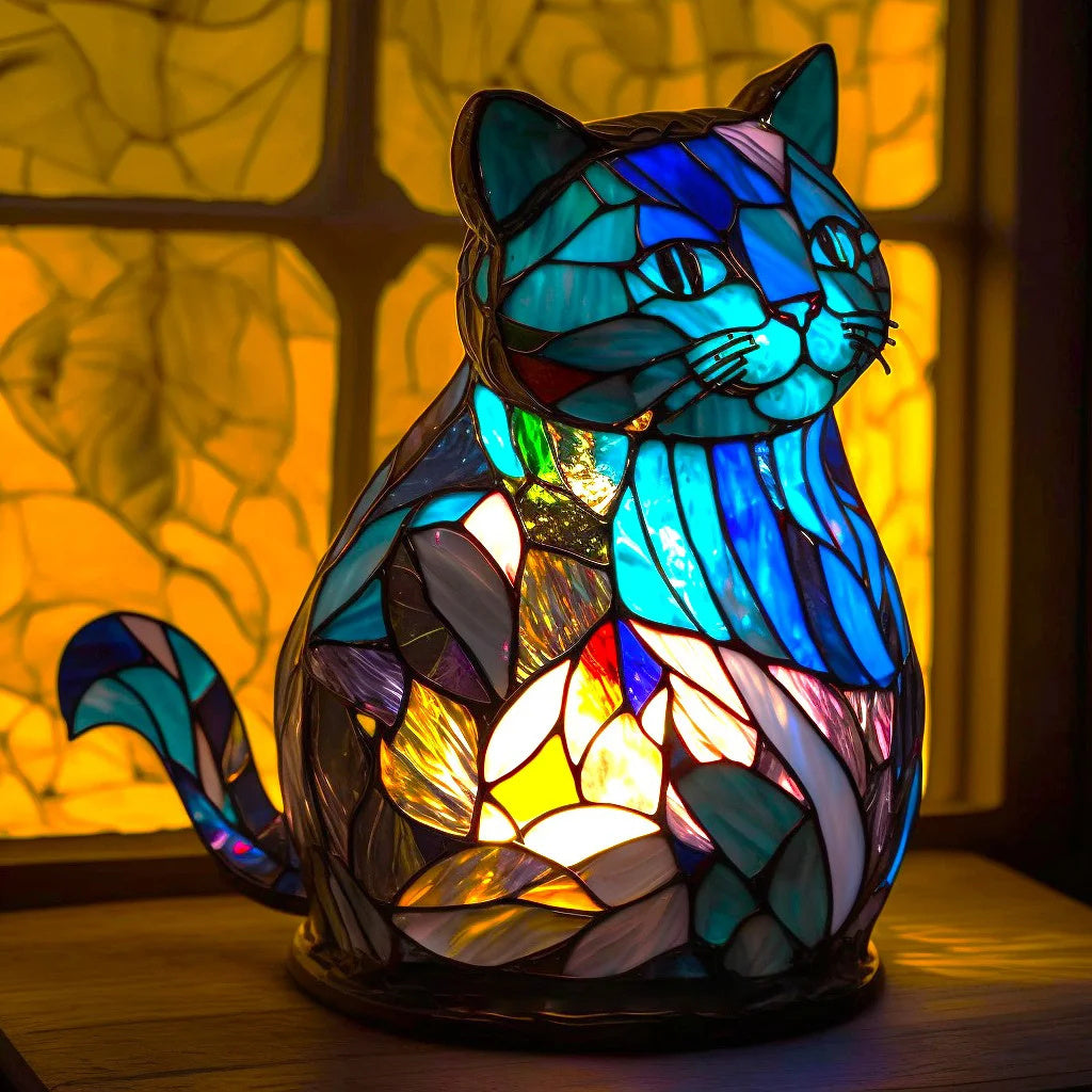 VitraGlow – ręcznie wykonana ozdoba szklana | Elegancka lampa stołowa z żywicy i szkła z żywymi artystycznymi wzorami