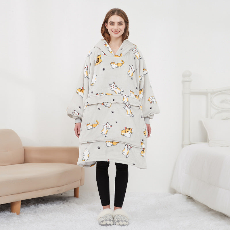 Ogrzewana bluza-koc oversize z sherpy z 3 poziomami