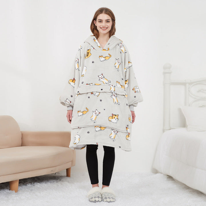Ogrzewana bluza-koc oversize z sherpy z 3 poziomami