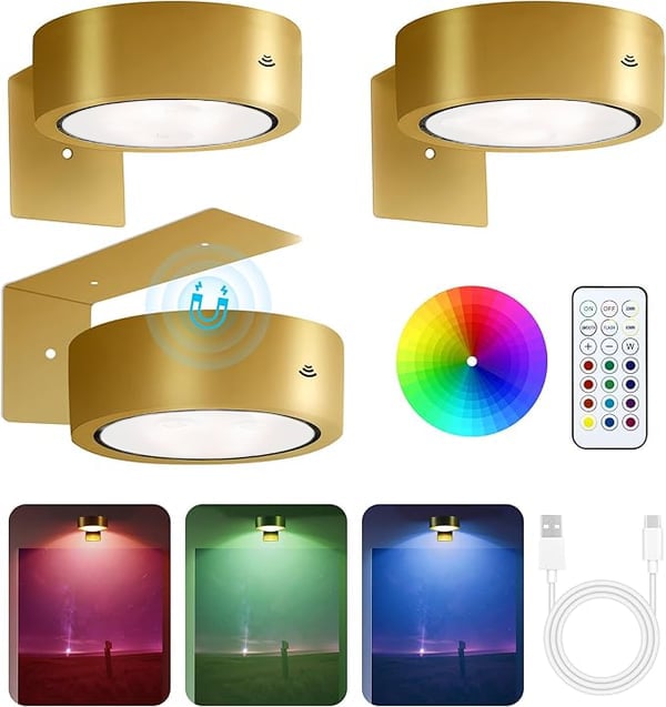 Regulowana magnetyczna lampka do obrazów | LED z dotykiem i pilotem, RGB/biała, USB