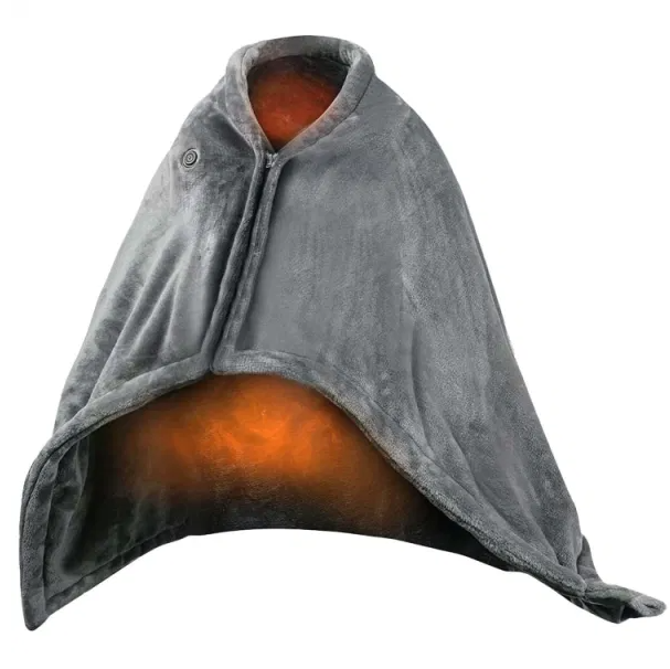 Poncho grzewcze USB z zamkiem, 150 x 80 cm z 8 strefami i 3 poziomami