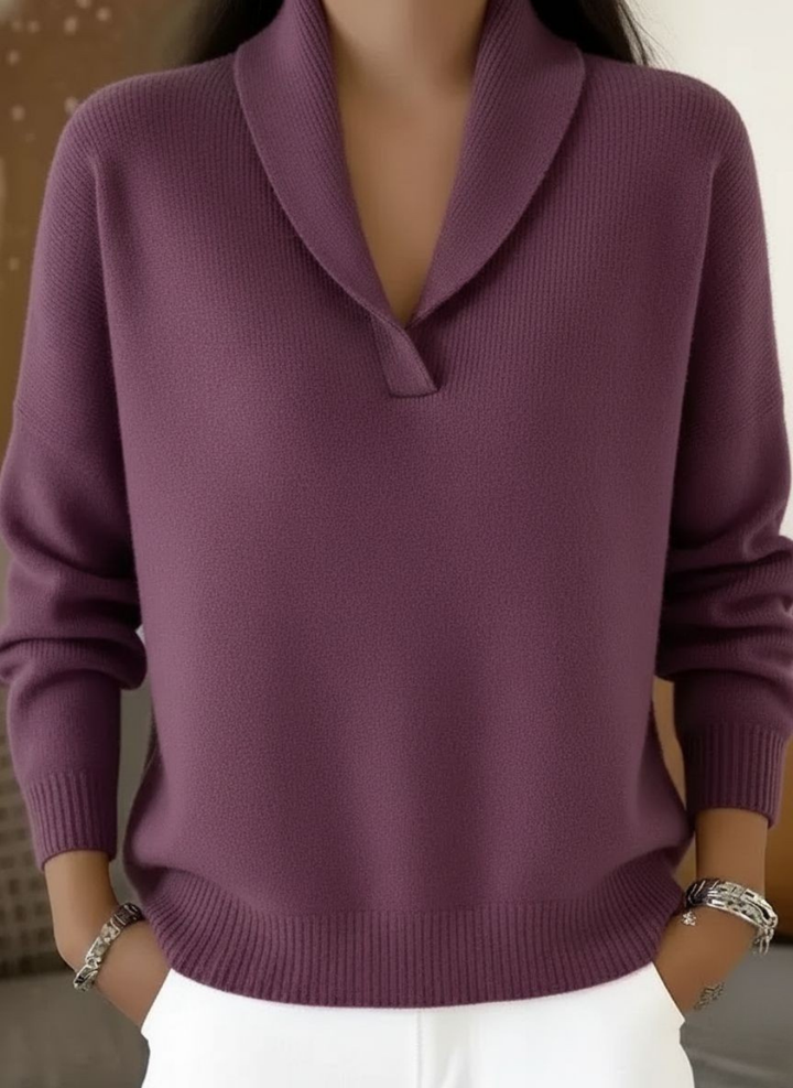 Elegancki sweter z dekoltem w serek