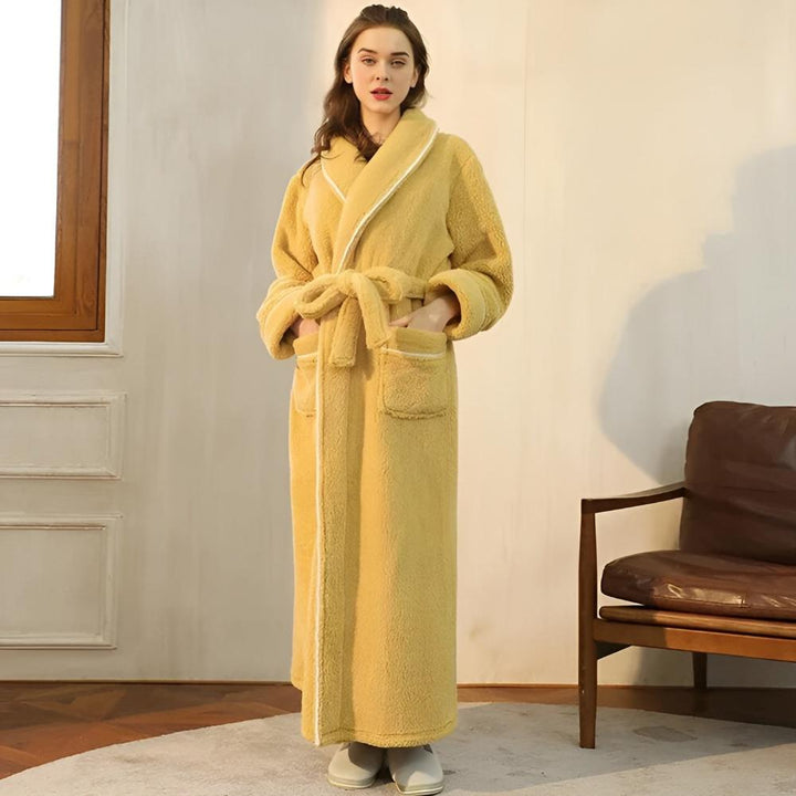 Luksusowy Fleece Ciepło Komfortowy Szlafrok