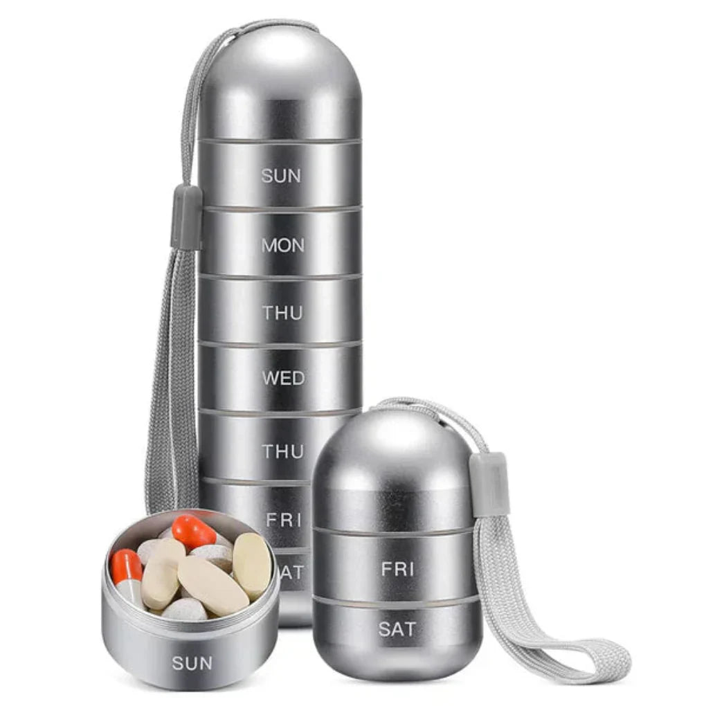 Aluminiowy 7-dniowy przenośny organizator tabletek