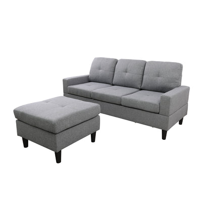 Sofa narożna z pufami i schowkiem