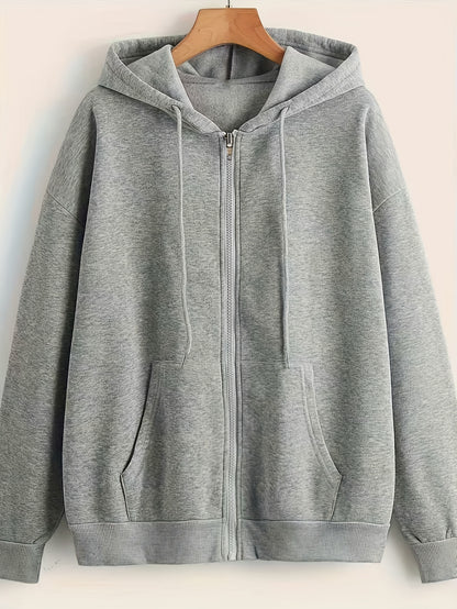 Bluza damska z kapturem z zamkiem kangurką i elastycznymi ściągaczami