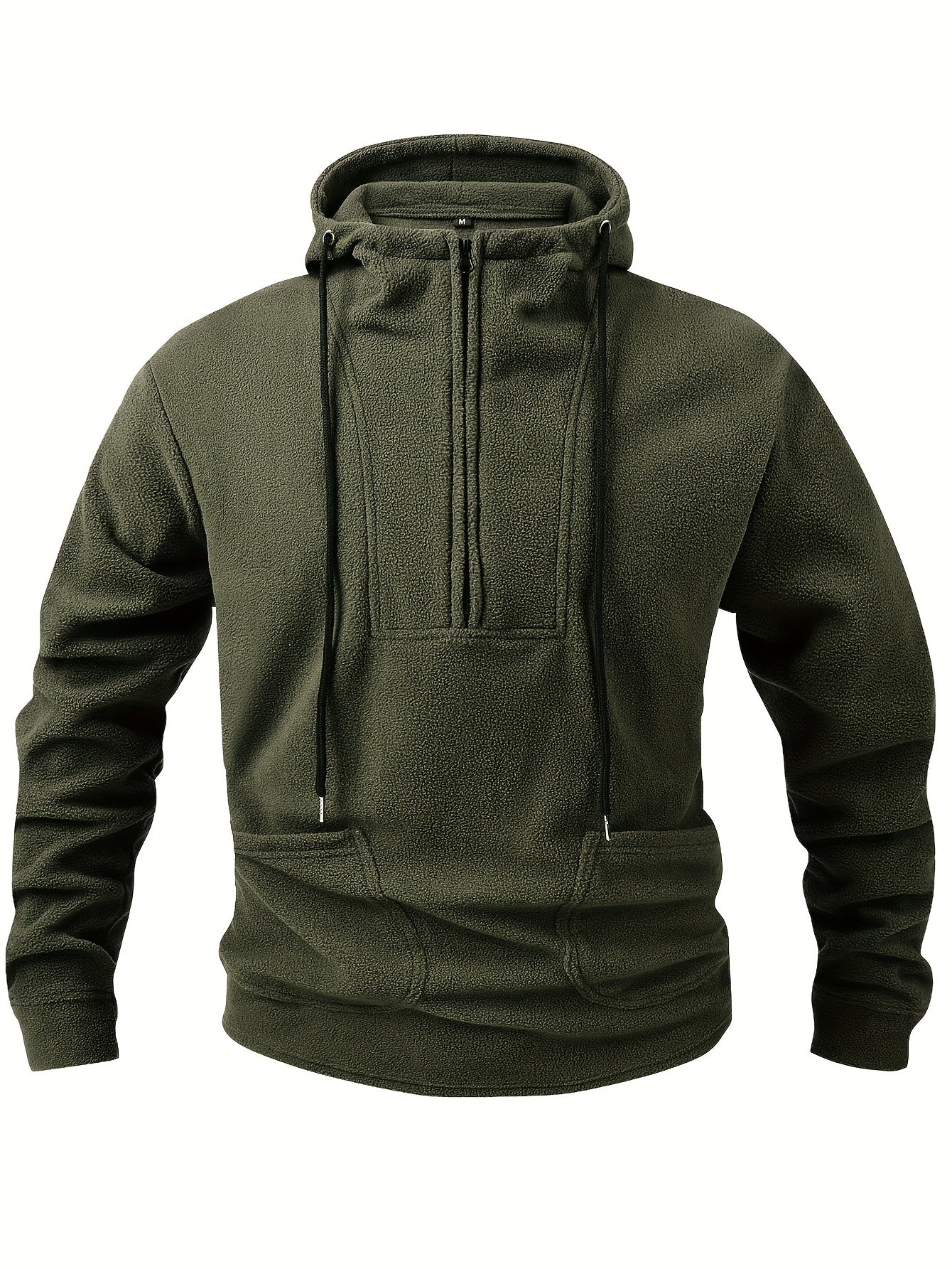 Bluza męska polarowa z pętelkową strukturą wysoką stójką i kieszenią kangurką