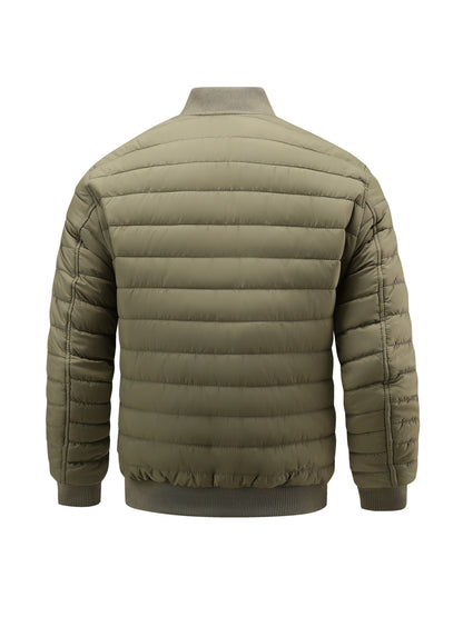 Bomberka męska pikowana z poziomymi panelami i elastycznymi ściągaczami