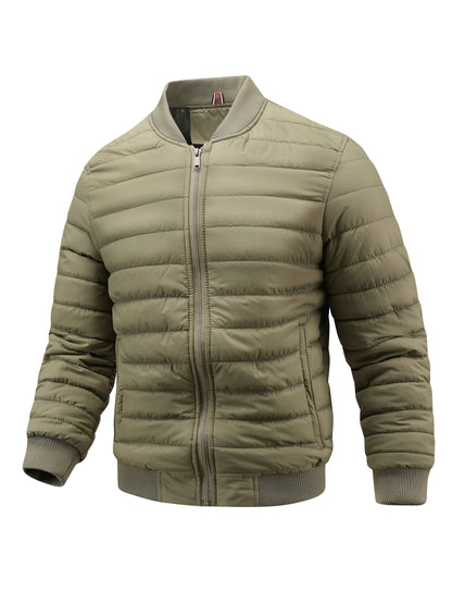 Bomberka męska pikowana z poziomymi panelami i elastycznymi ściągaczami