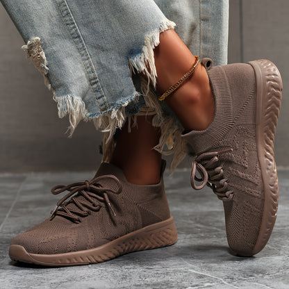 Buty damskie sportowe z dzianinową cholewką sznurowaniem i podwyższoną podeszwą