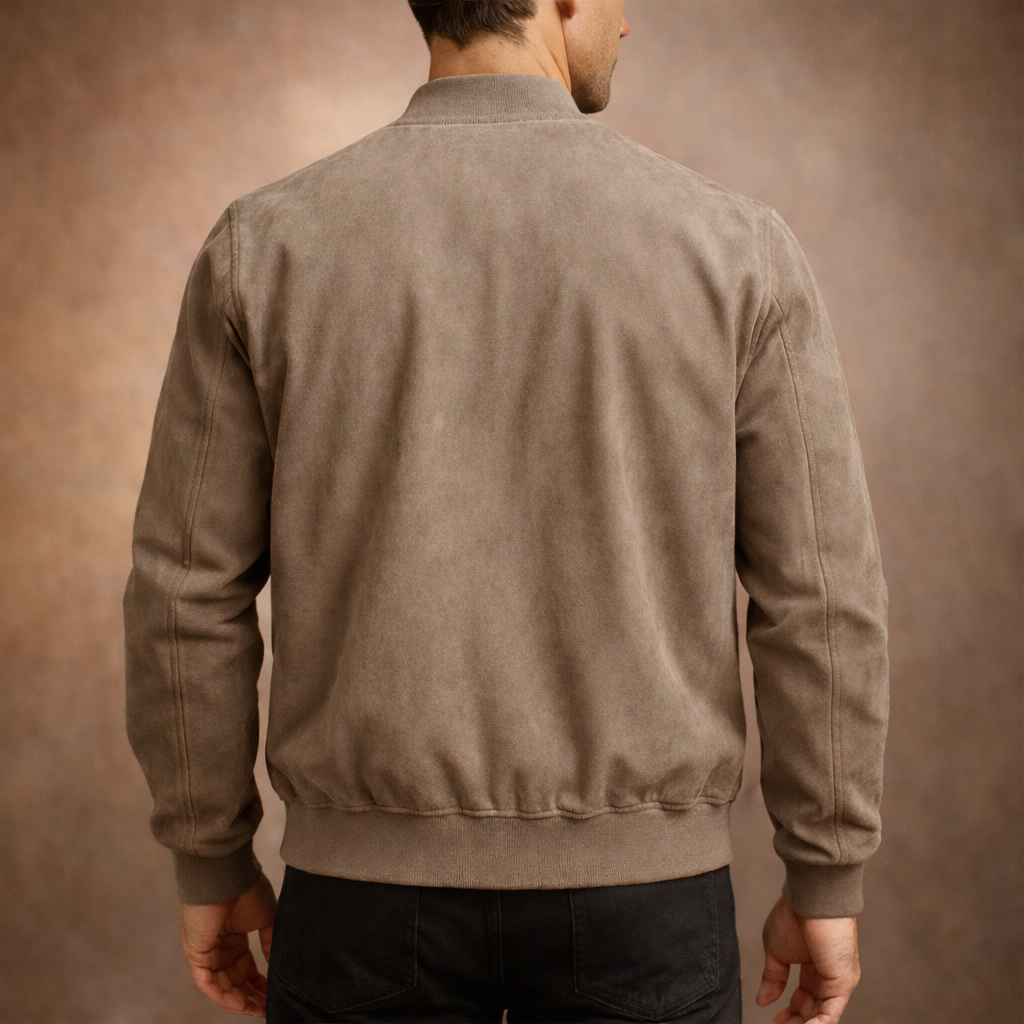 Męska kurtka bomber w wyglądzie zamszu – lekka kurtka smart casual