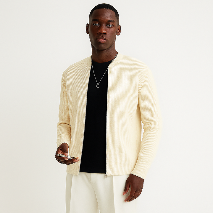 Męski Casual Zipper Knit Cardigan