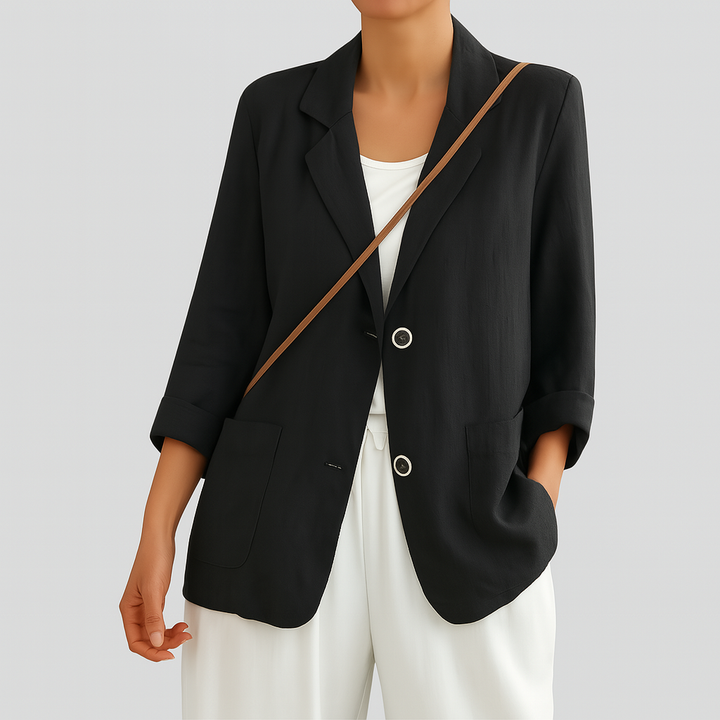 Relaksowany Fason Blazer z Naturalnych Włókien