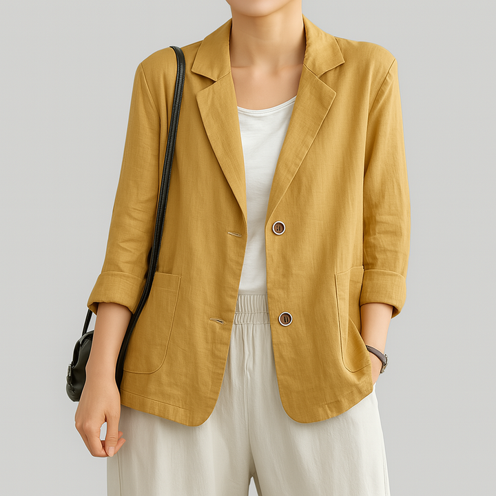 Relaksowany Fason Blazer z Naturalnych Włókien