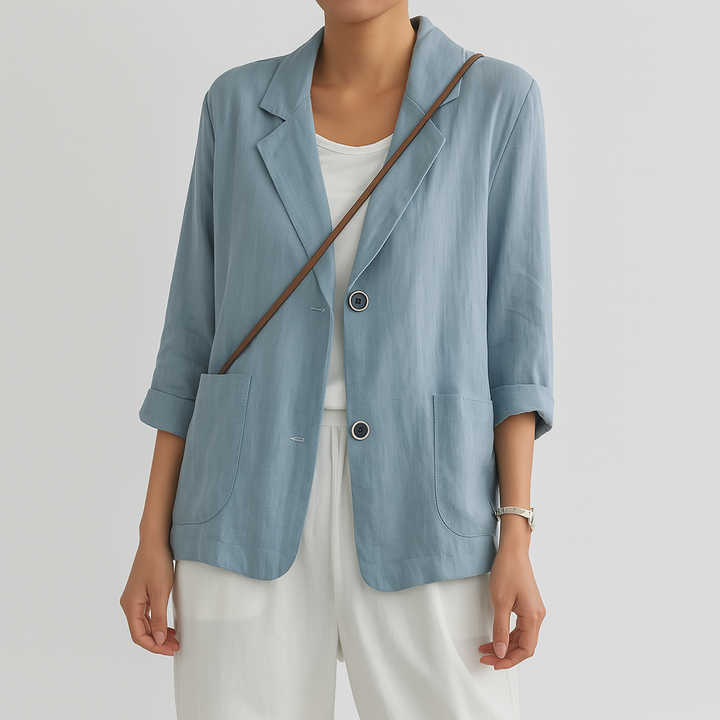 Relaksowany Fason Blazer z Naturalnych Włókien