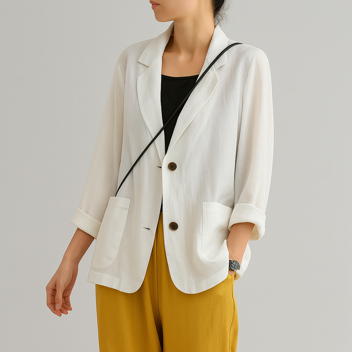 Relaksowany Fason Blazer z Naturalnych Włókien