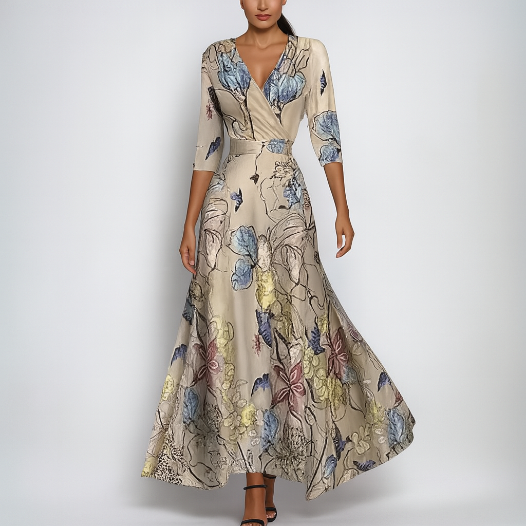 Letnia Boho Sukienka Maxi z Dekoltem V