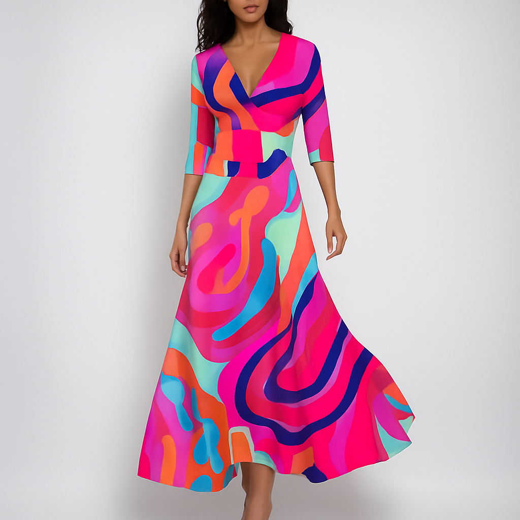 Letnia Boho Sukienka Maxi z Dekoltem V
