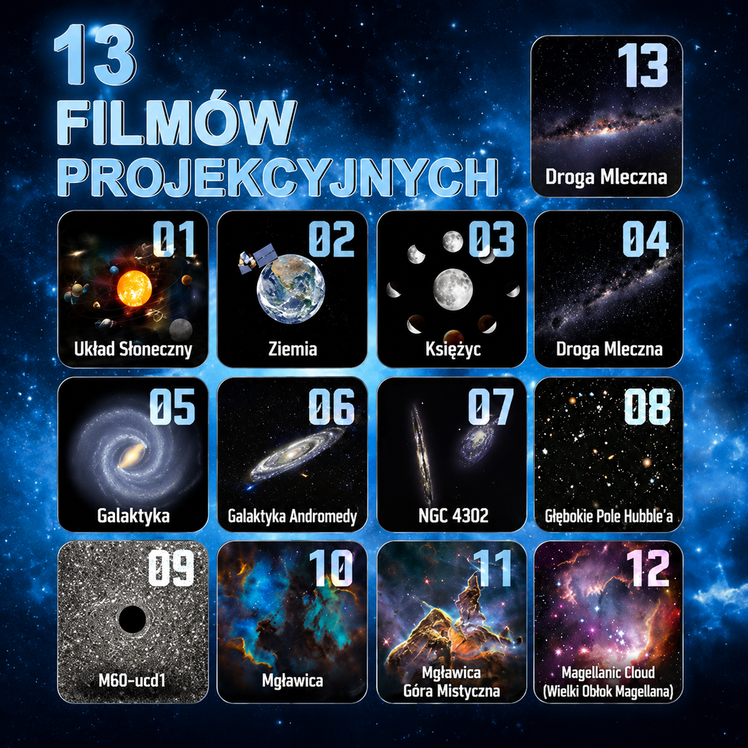 Projektor Galaktyki Orion – lampa nocna 13 w 1 z efektami LED