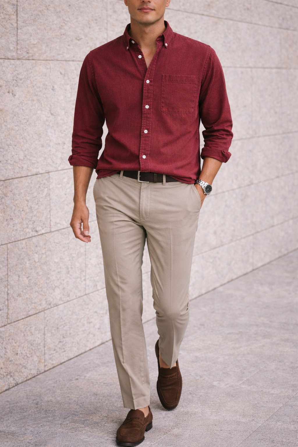 Męska bawełniana koszula z listwą guzikową na swobodno-elegancki look na co dzień