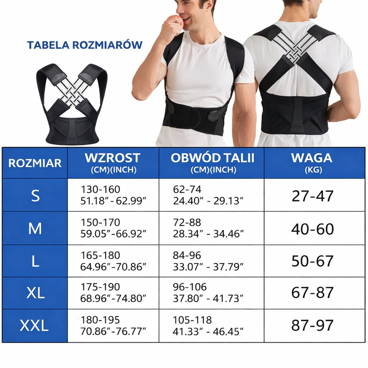 Korektor postawy pleców unisex