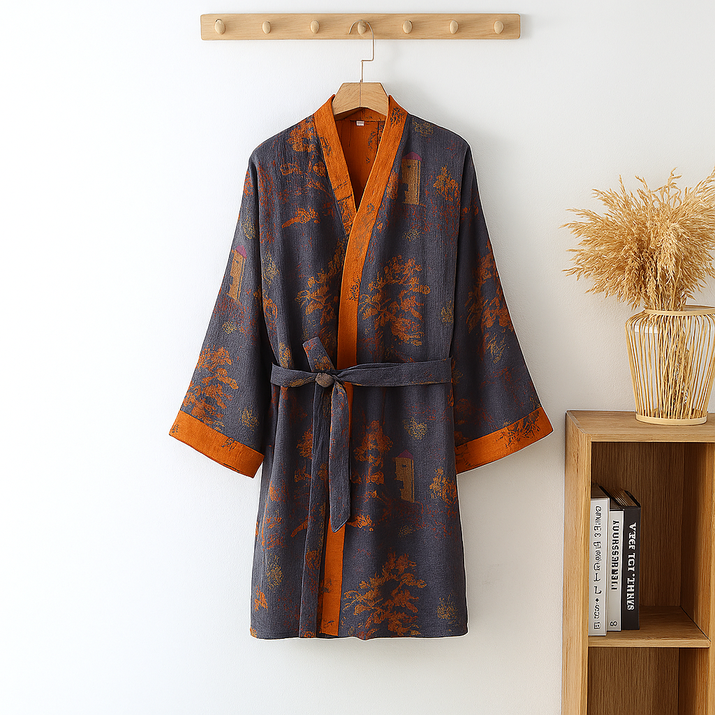 Lekkie Męskie Kimono Robe z Bawełny