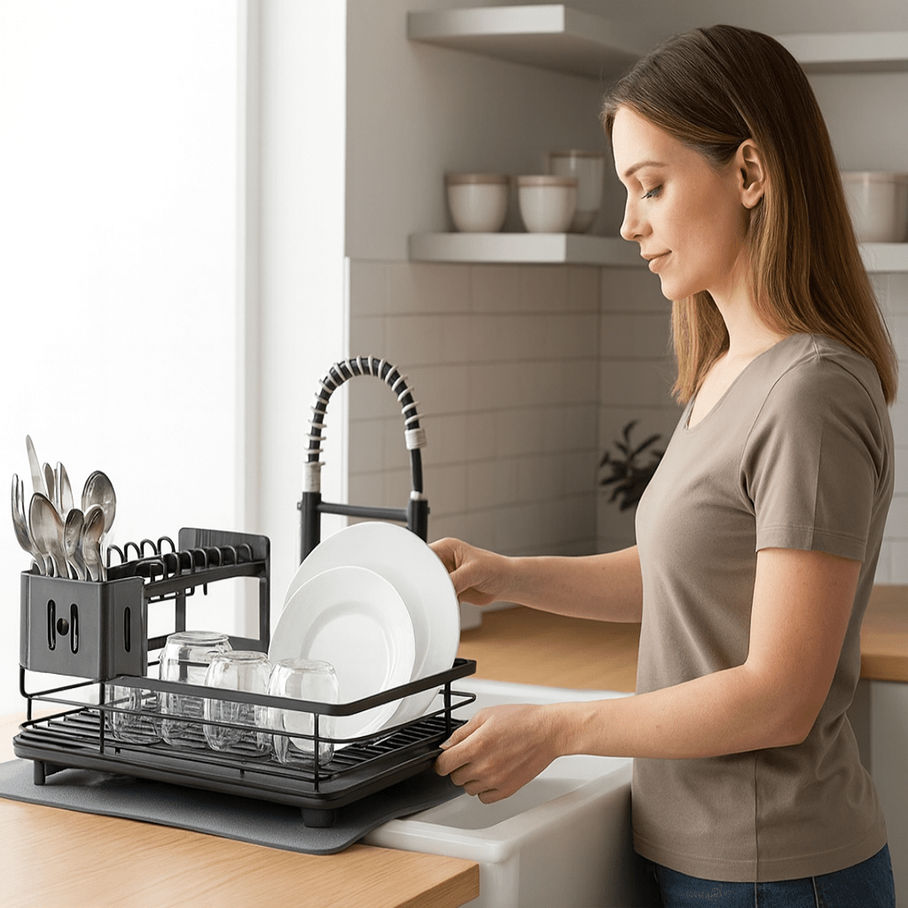 KITCHENFORM – składany ociekacz do naczyń ze stali nierdzewnej, oszczędzający miejsce design do nowoczesnych kuchni