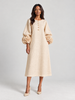 Elegancka, długa, zwiewna sukienka z bufiastymi rękawami
