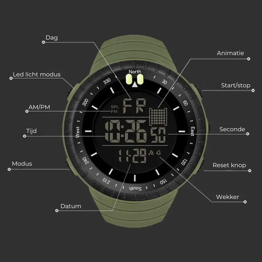 Wodoodporny zegarek outdoorowy - AdventureMaster