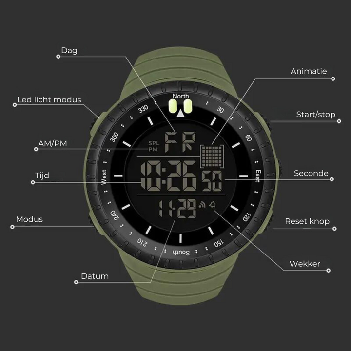 Wodoodporny zegarek outdoorowy - AdventureMaster