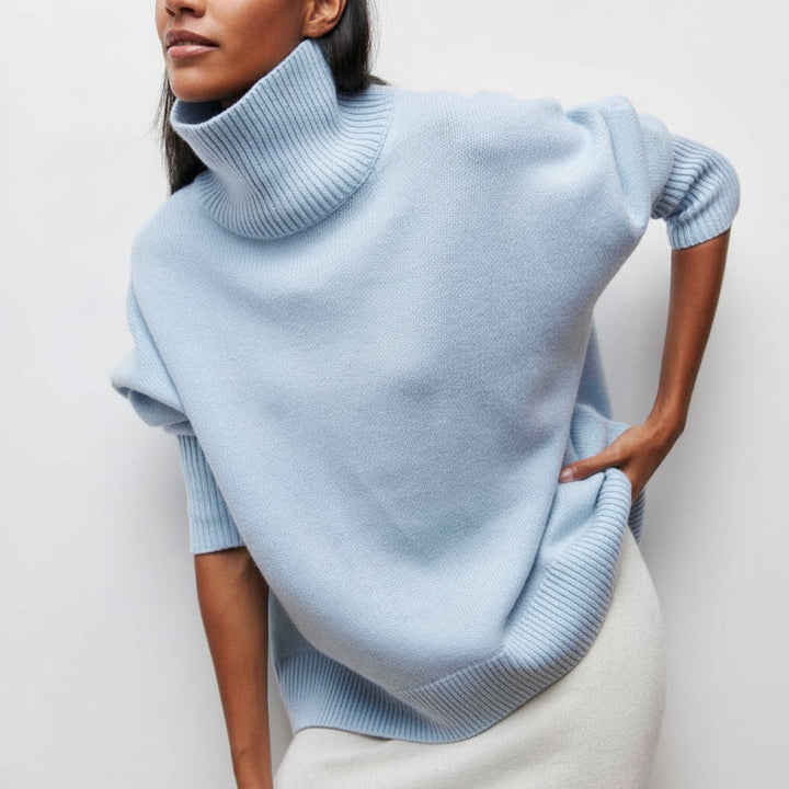 Damska bluza oversize z golfem | Luźny model z długim rękawem