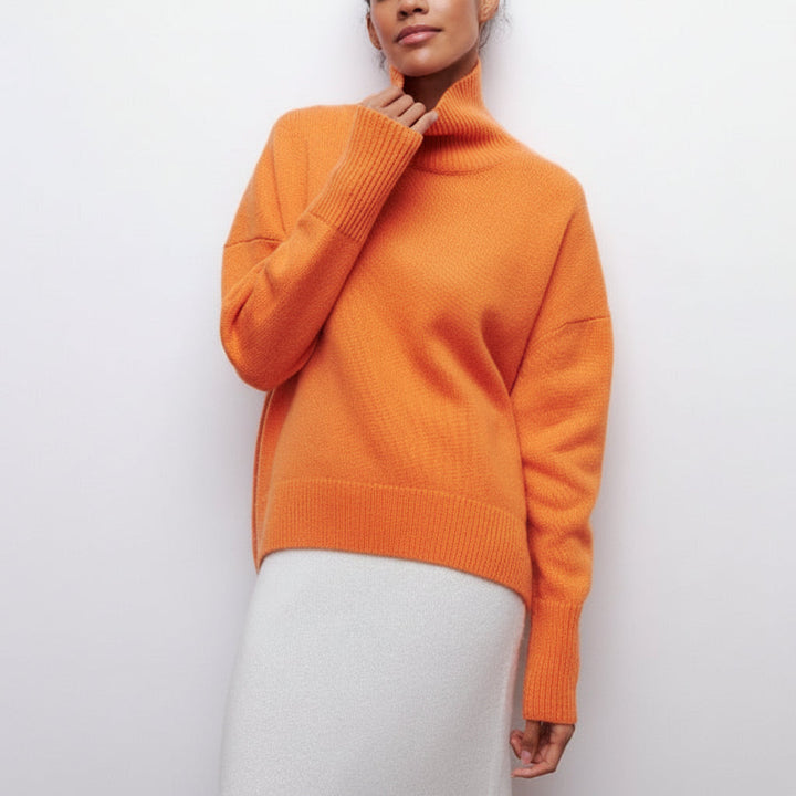 Damska bluza oversize z golfem | Luźny model z długim rękawem